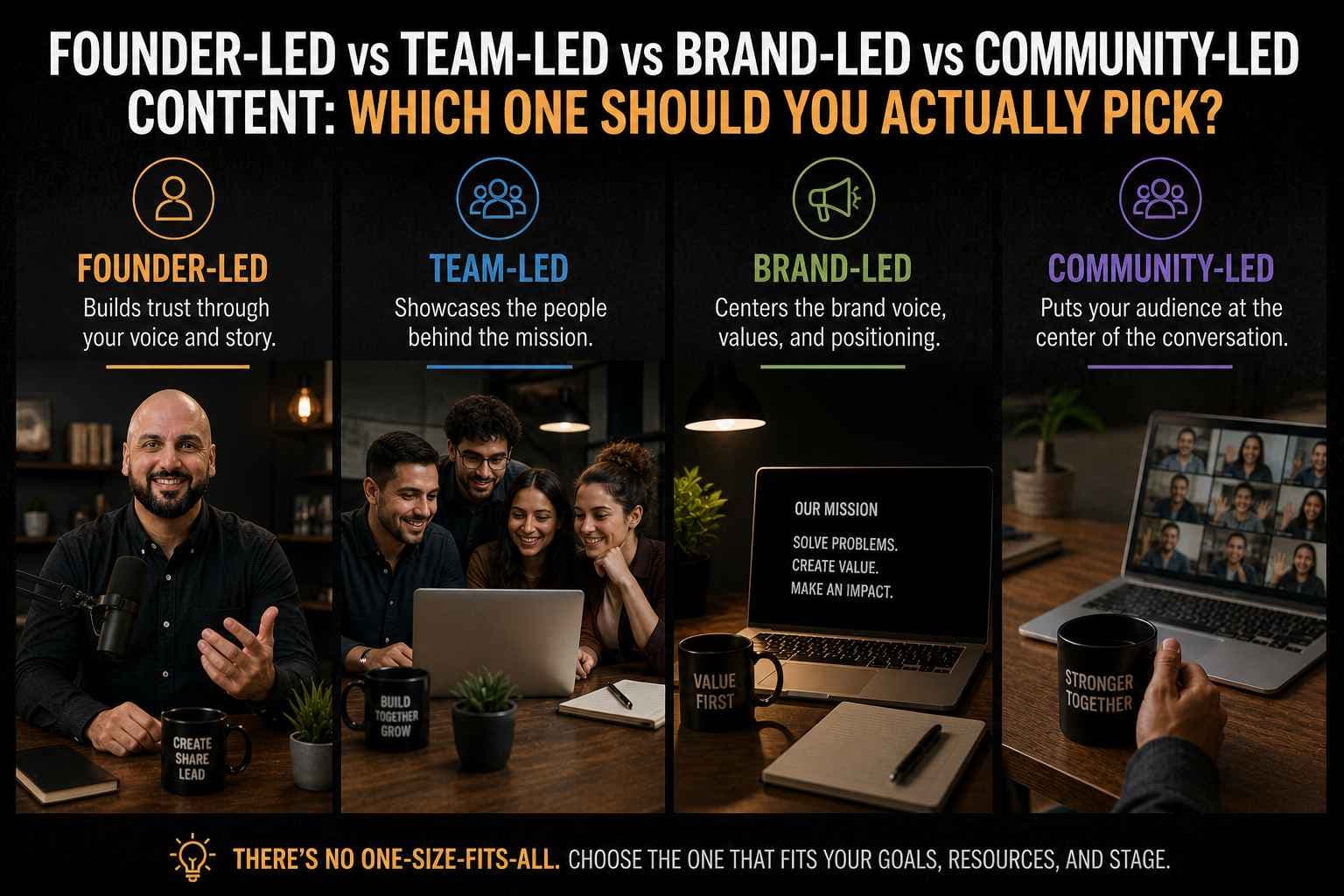 Article image for Founder-Led vs Team-Led vs Brand-Led vs Community-Led Content: Which One Should You Actually Pick?